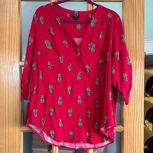Torrid Red Pineapple Print Blouse